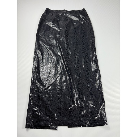 Tark 1 Snakeskin Print Maxi Skirt High Waist Slit‎ Black Size 3 - Picture 1 of 7